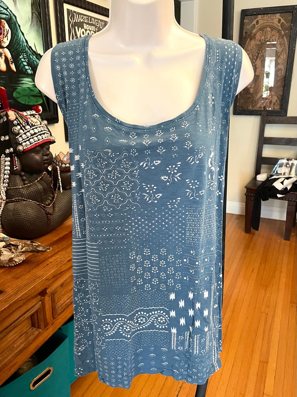 Lucky Brand Blue Floral Top Plus 3X *Boho